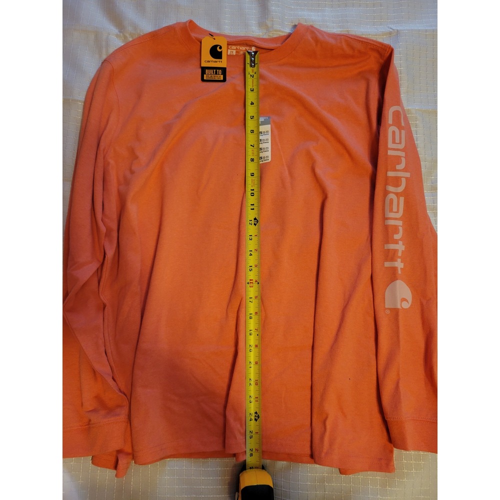Carhartt Womens 2X Loose Fit Long Sleeve Graphic T-Shirt Coral Orange NWT - Picture 2 of 12